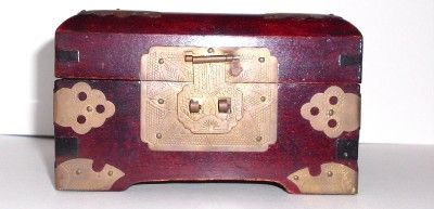 VTG CHINESE WOODEN JEWELRY BOX w/JADE INLAY SHANGHAI  