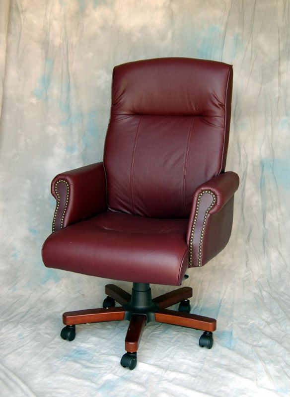 Genuine Leather Burgundy Executive Office Chair  