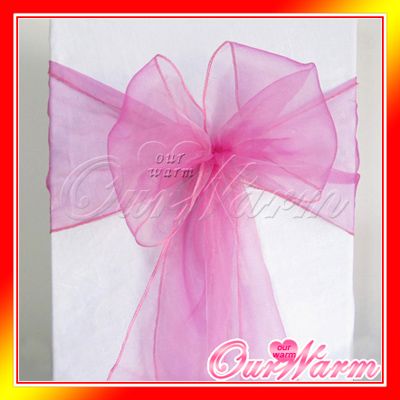 100 FUSCHIA Plum Organza Sash Chair Wedding Party Bow  