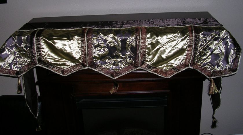 NEW Holiday Christmas Velvet Fireplace MANTEL SCARF BROWN or PURPLE 