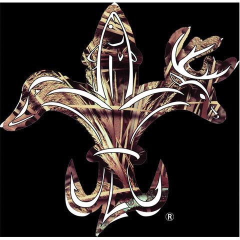 Official Sportsman Camo Fleur de lis Decal   Medium  