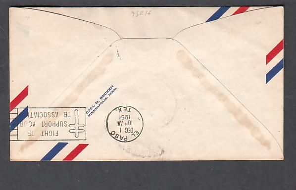 1951 first flight cover Silver City New Mexico  El Paso  