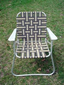 Vintage Aluminum Folding Webbed Lawn Chair Deck Camping Beach Pool 