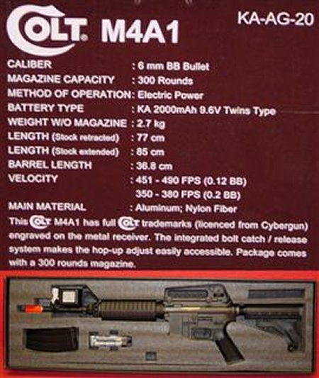 NEW aeg COLT M4A1 ka ag 20 FULL METAL King Arms #18970 Black M4 490fps 