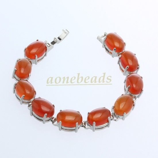 Carnelian Agate Gemstone Hinged Bracelet Bangle 6.5L  