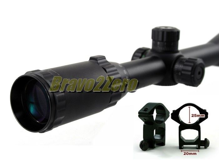   24x50 Red Green Mil Dot AO Rifle Scope w/ Removable Sunshade  