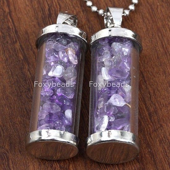 Sagittarius Amethyst Wishing Bottle Pendant Constellation Gemstones 