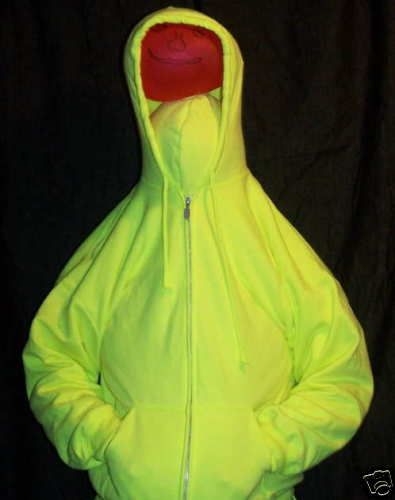 safety green hooded hoodie sweatshirt / jacket zippered  