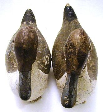   Painted Canvas and Cork DUCK DECOYS Glass Eyes 1920s Vintage Hunting