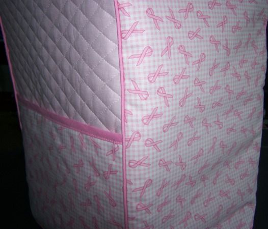 BREAST CANCER AWARENESS RIBBONS QUILTED DUST COVER FOR KITCHENAID 