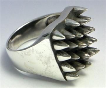 STERLING SILVER SHARP PRICKLE ROCK MEN RING Sz 11 11.5  