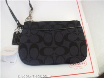 NEW 100% Authentic With Tag Coach Black Signature Slim Wristlet #45659 