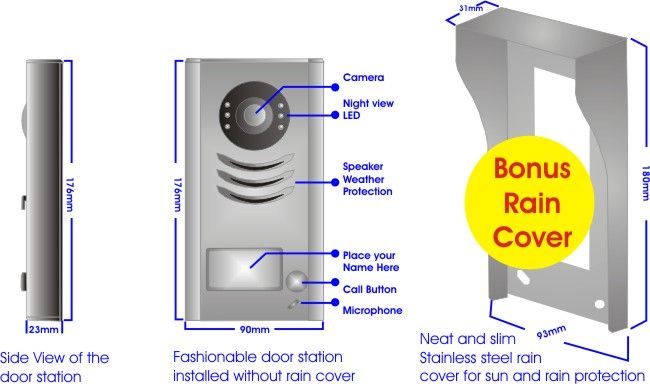 Monitors Video Intercom, door phone, 7 Touch screen  