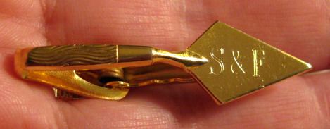 Nice Goldtone Masonic S & F Trowel Tie Clasp  