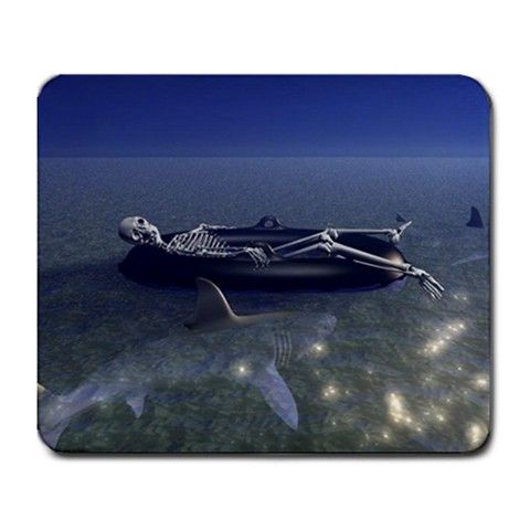 Skeleton Castaway Shark Fantasy Mouse Pad Mousepad  