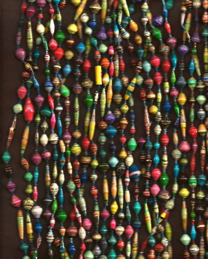 Ugandan Multi Paper Bead Single Strand 52 Necklace  