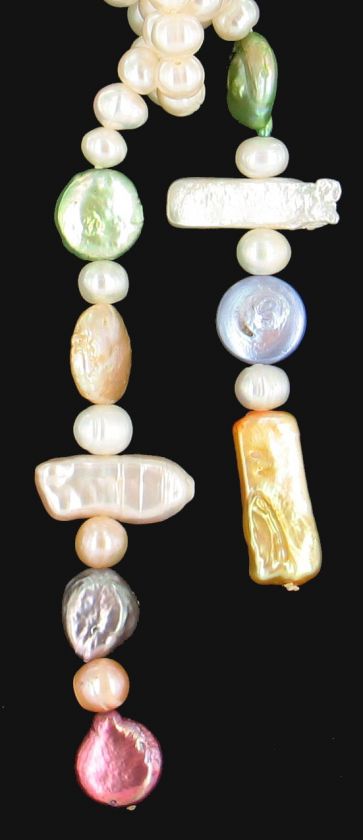 VINTAGE MULTI COLOR BAROQUE PEARL 50 SAUTOIR NECKLACE  