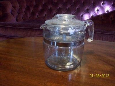 VINTAGE FLAMEWARE PYREX 6 CUP GLASS PERCOLATOR COFFEE POT 7756  