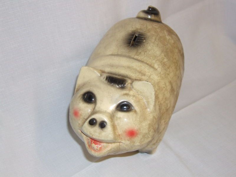 1948 Plaster of Paris Antique Piggy Bank Beautiful  