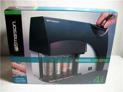 EMERSON COIN SORTER Piggy Bank Automatic 4 Barrel+ FREE Coin Wrapper 