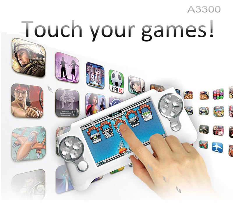 White JXD 4.3 A3300 3D Game Console Player 720P HD Touch Screen DC DV 