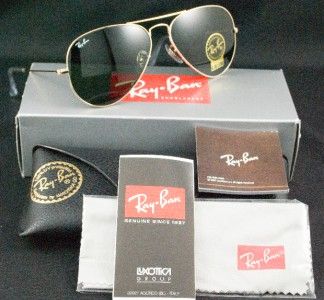 RAY BAN SUNGLASSES AVIATOR RB 3025 ARISTA W3234 55MM GOLD GREEN 