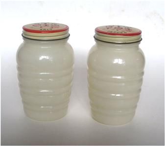   Glass Ribbed Grease Jar and Salt & Pepper Shakers Range Set  