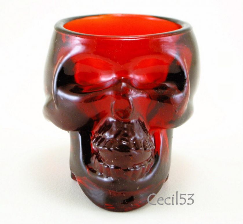 RED SKELETON SKULL BAR VODKA SHOT GLASS  