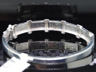 LADIES 1.25CT WHITE GOLD FINISH DIAMOND BANGLE BRACELET  