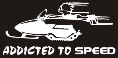 Addicted to Speed Calvin Snowmobile Decal   Car Laptop  