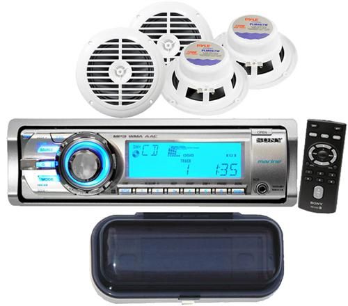 New CDXM60UI Sony Waterproof Marine Boat CD iPod Player 4 X Speakers 