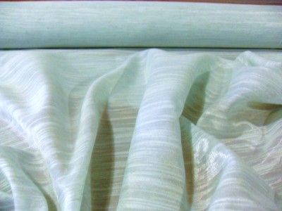 soft AQUA w/LINEN FLECKS SHEER DRAPERY FABRIC Washable  