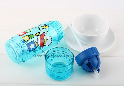 SANRIO PEKKLE DUCK 350ML WATER BOTTLE W/ STRAW & CUP 110429  