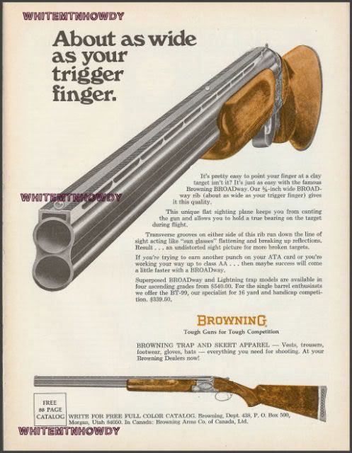 1972 BROWNING BROADway Double Barrel TRAP SHOTGUN AD  