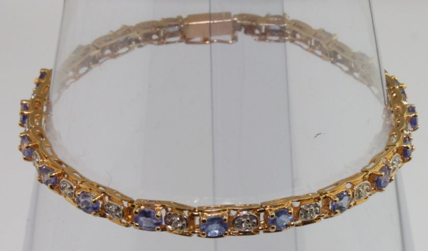   Tanzanite with Diamond Accent 14K Yellow Gold Tennis Bracelet  