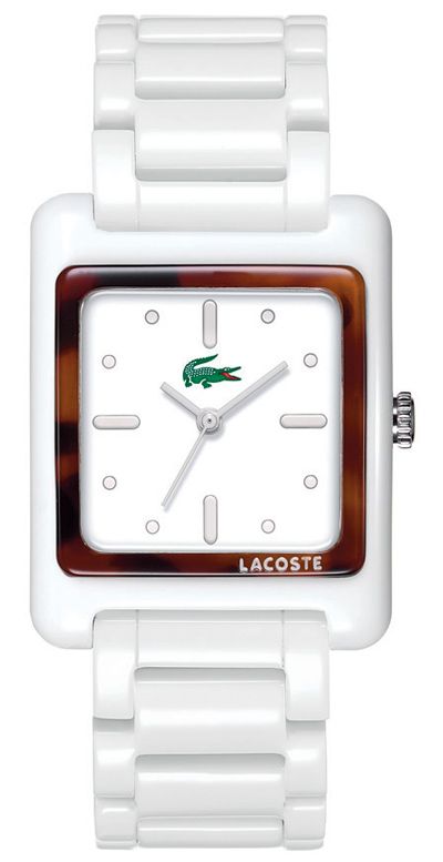 New LACOSTE Isola White Ladies Watch Brown Bezel  