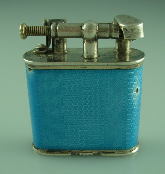 RARE VINTAGE DUNHILL STERLING ENAMEL LIFT ARM LIGHTER  