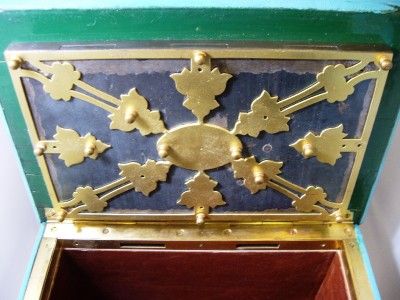   Ormolu Brass Strong Lock Locking Box with Key~Jewelry Casket 11.5lb