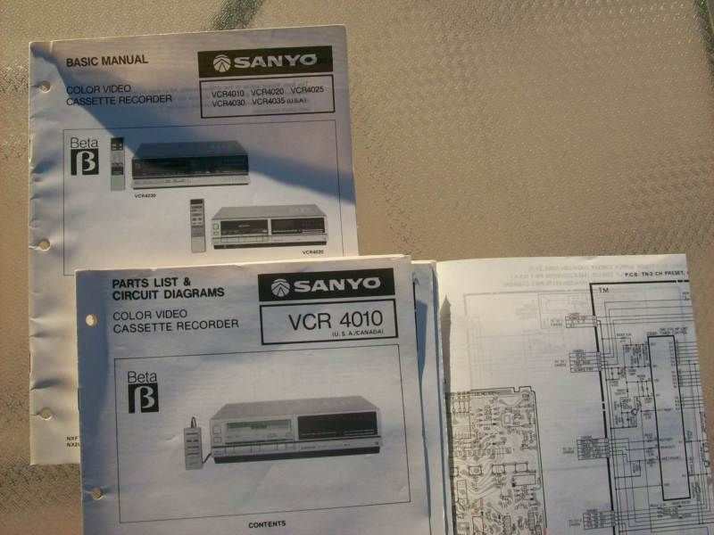 ORIGIONAL SANYO SERVICE MANUAL VCR 4010 BETA VCR lot347  