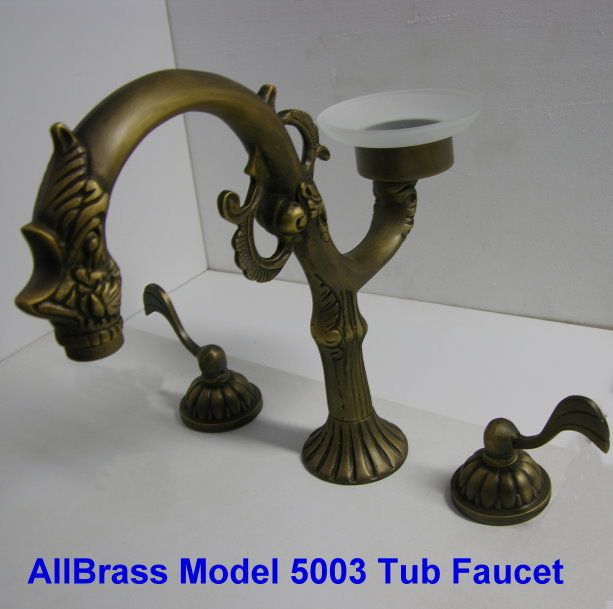 ANTIQUE BRASS TUB FAUCET MATCH OUR SINK SET ALLBRASS 03  